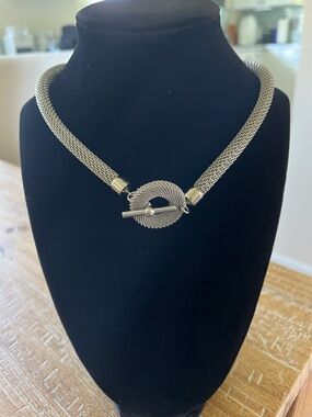 Silver Mesh Toggle Necklace - Women Jewelry